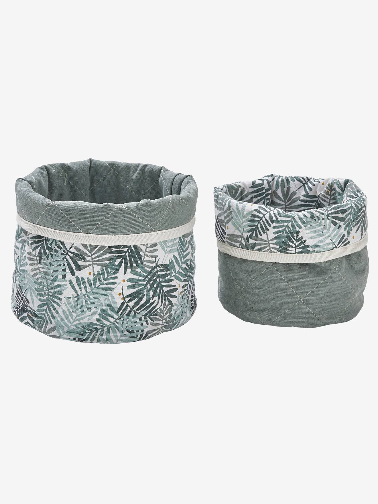 Lot de 2 petits paniers de rangement réversibles HANOÏ beige (Vertbaudet) - Image 1