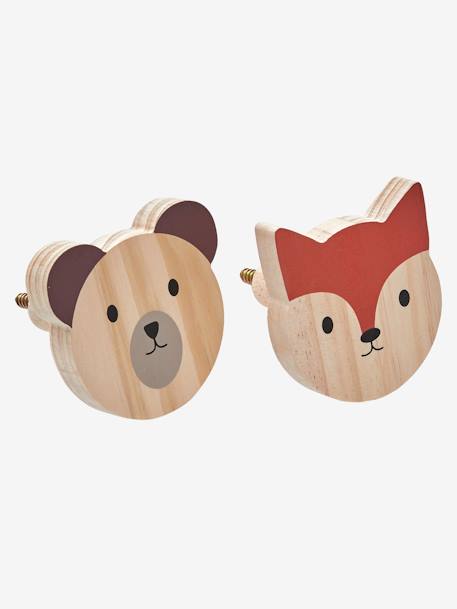 Lot De 2 Pateres Porte Manteau Animaux Bois Multico Vertbaudet