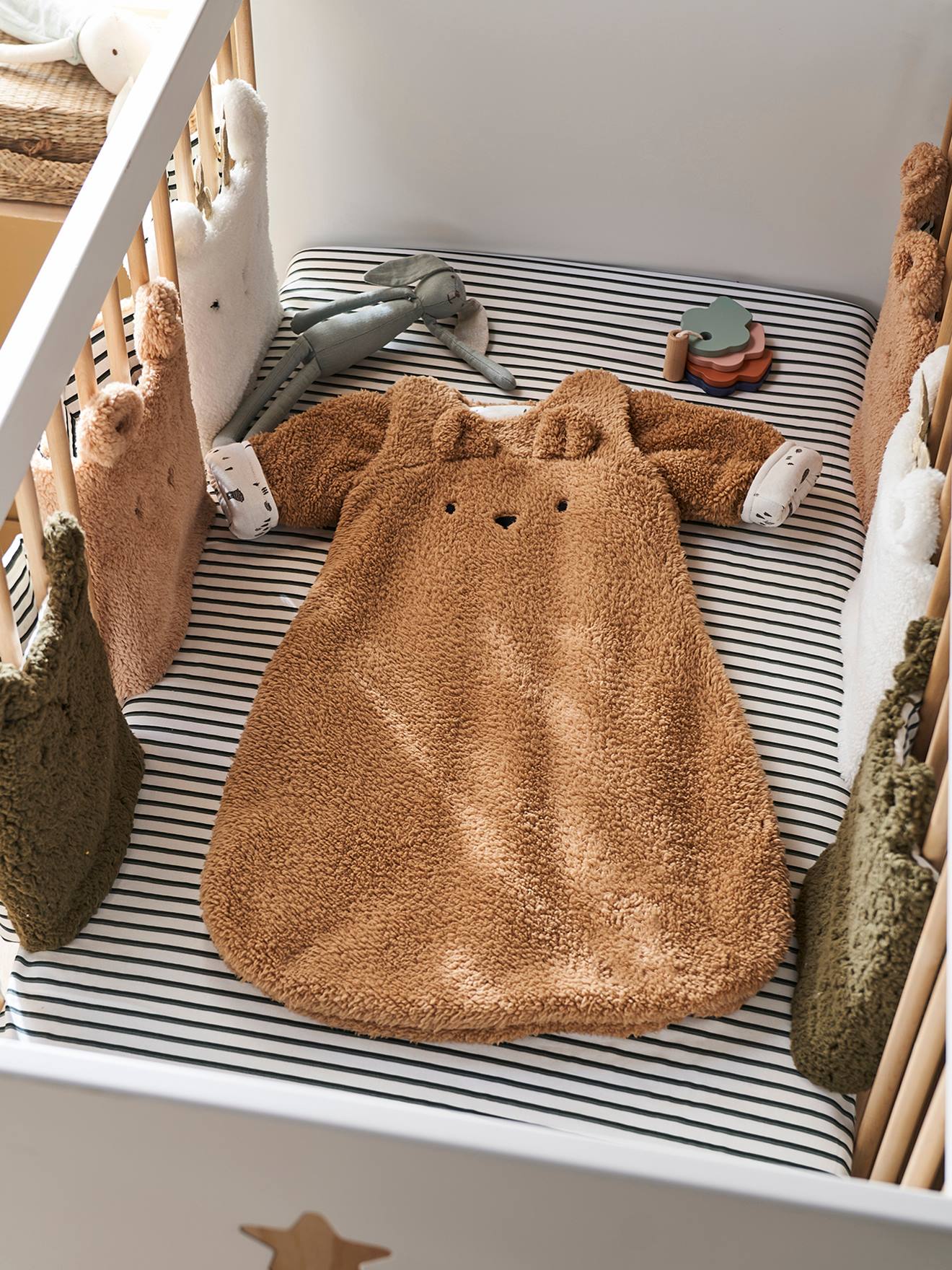 Gigoteuse hiver manches amovibles en polaire Ours GREEN FOREST beige foncé (Vertbaudet) - Image 1