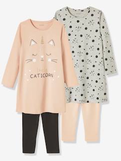 Fille-Pyjama, surpyjama-Lot de 2 chemise de nuit + leggings "Caticorn"