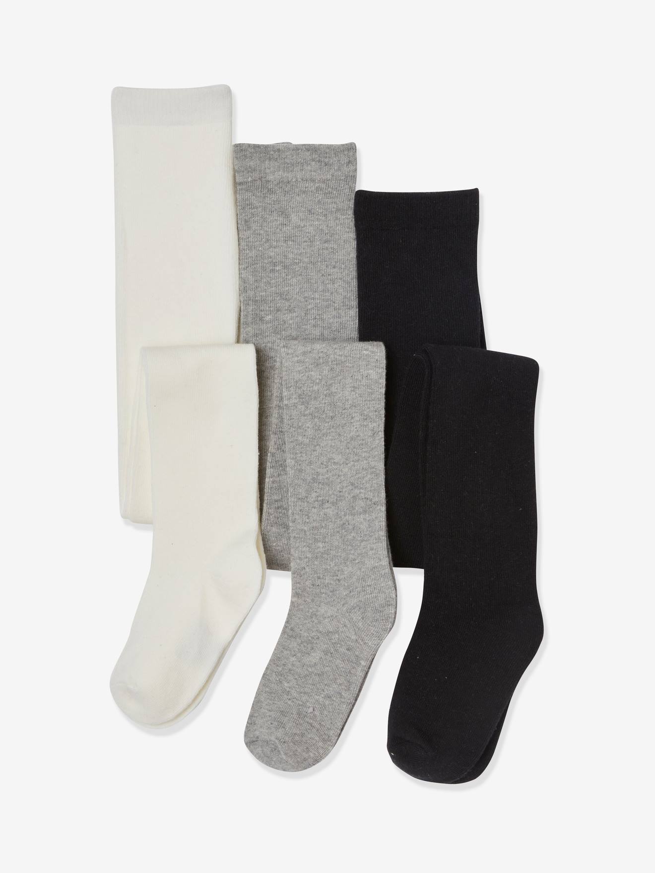 Lot de 3 paires de collants fille lot gris chiné moyen
