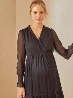 Vêtements de grossesse-Robe-Robe longue volantée grossesse et allaitement