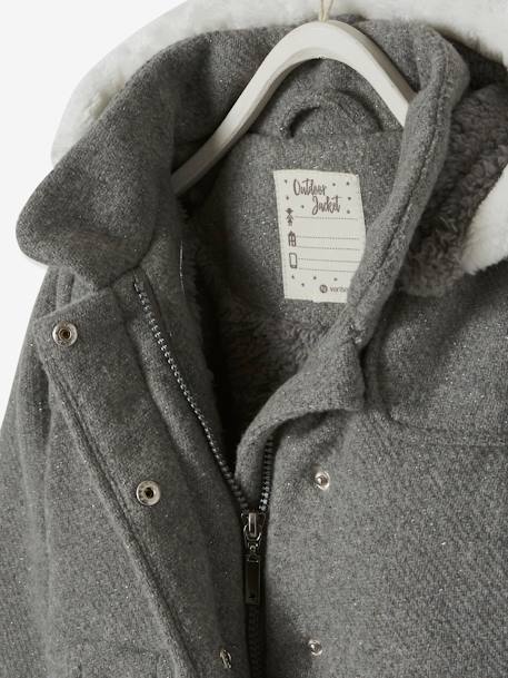 Manteau fille en drap de laine gris clair+Marine grisé 4 - vertbaudet enfant 
