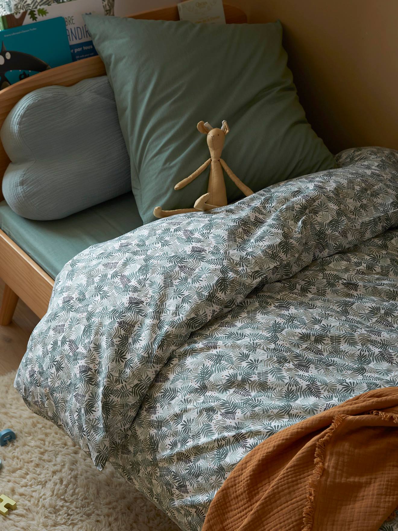 Parure housse de couette enfant et taie d'oreiller TROPICAL vert