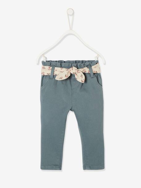 Pantalon avec ceinture en tissu bébé chaudron+vert grisé+vieux rose 5 - vertbaudet enfant 