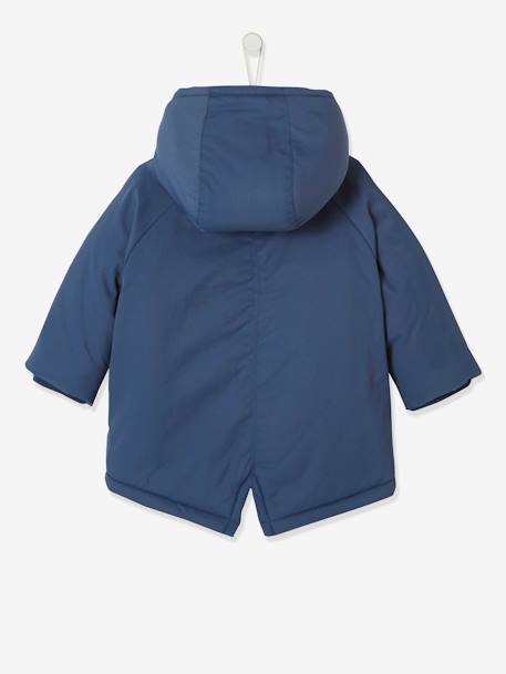 Parka doublée bébé à capuche bleu jean+cannelle 3 - vertbaudet enfant 