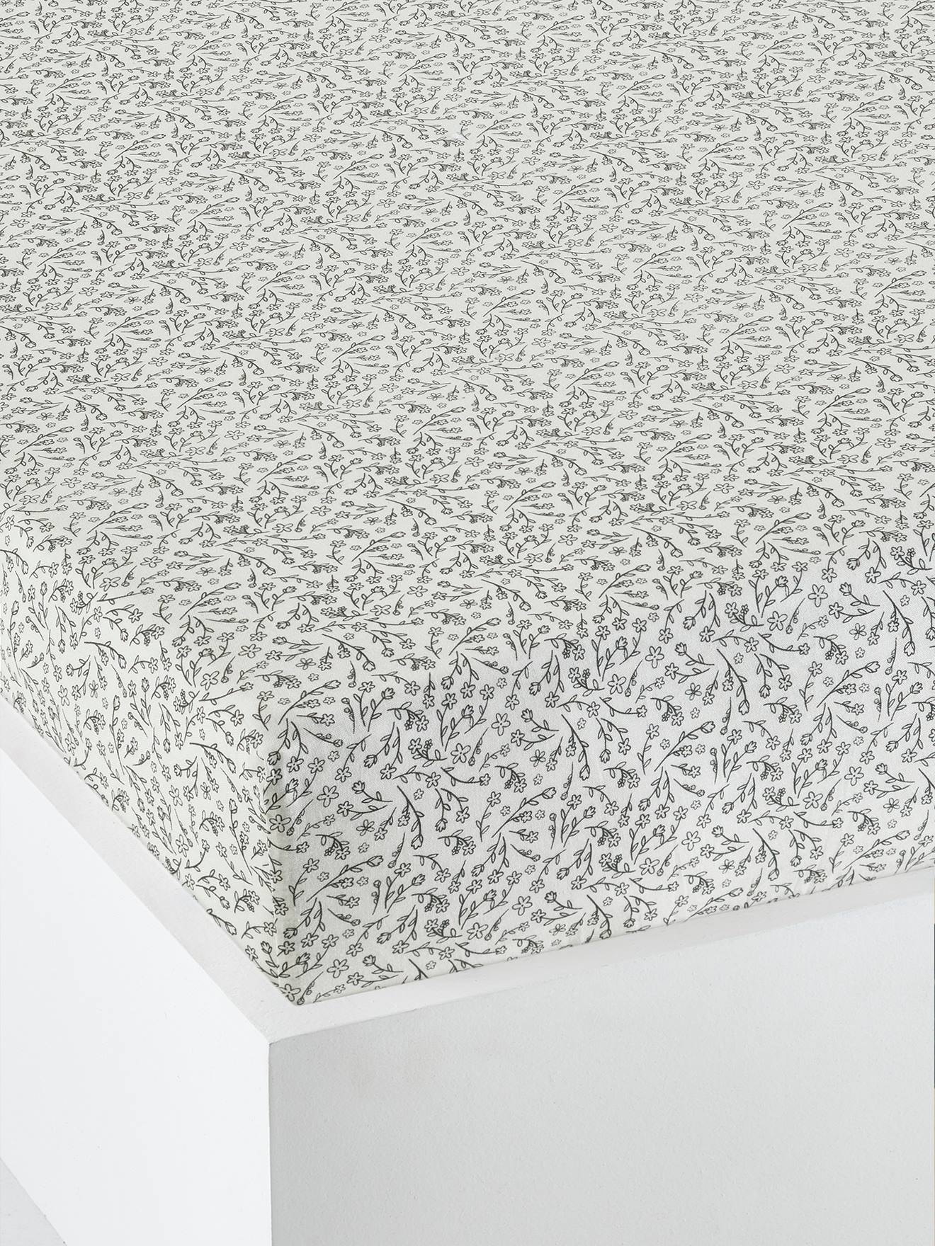 Drap-housse bébé GREEN FOREST Oeko-Tex® écru / gris
