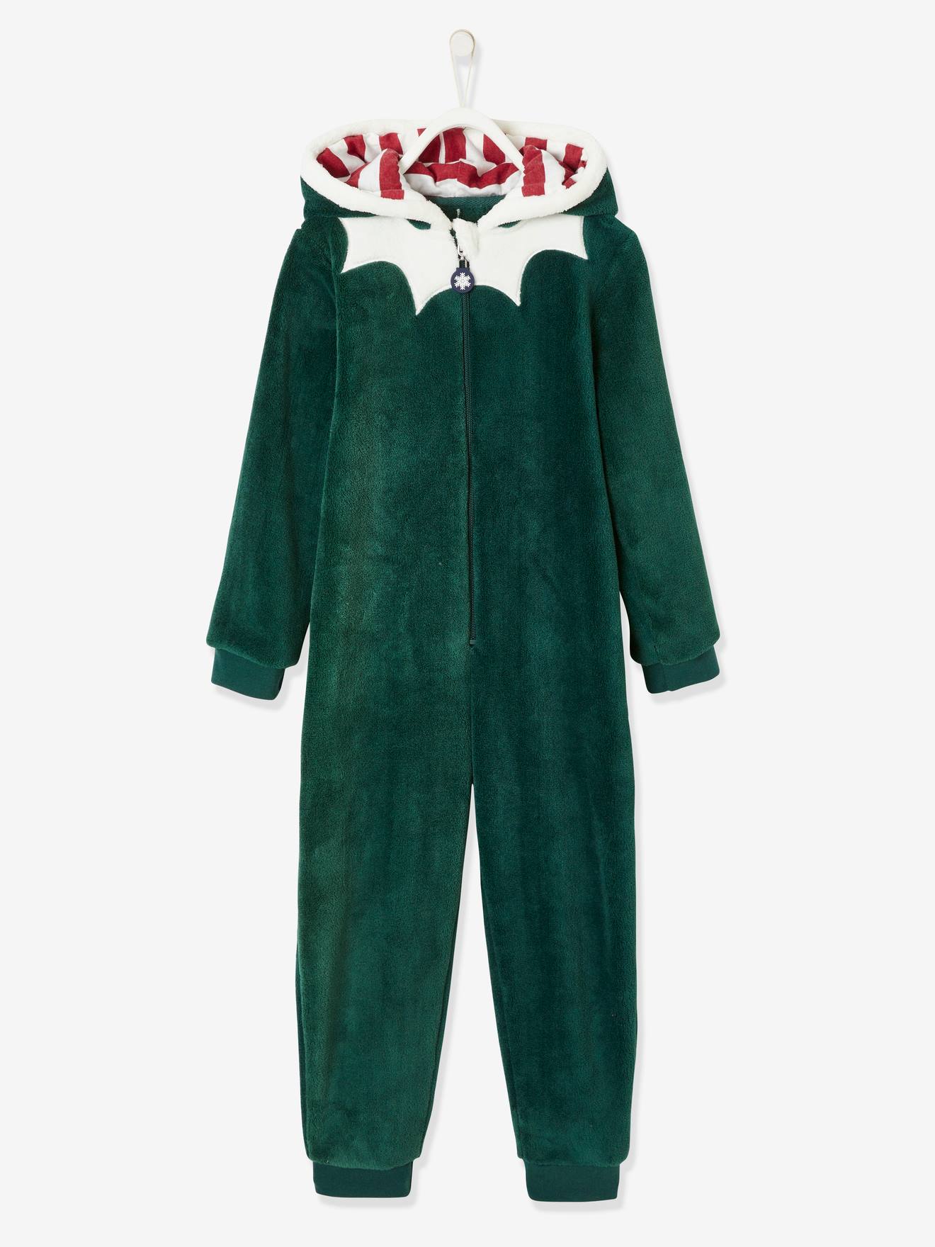 Combinaison Pyjama Noël Enfant - Polaire Doublée, Capuche à Oreilles, Fermeture éclair, Manches Longues, Tailles 3-12 Ans (fille Et Garçon)