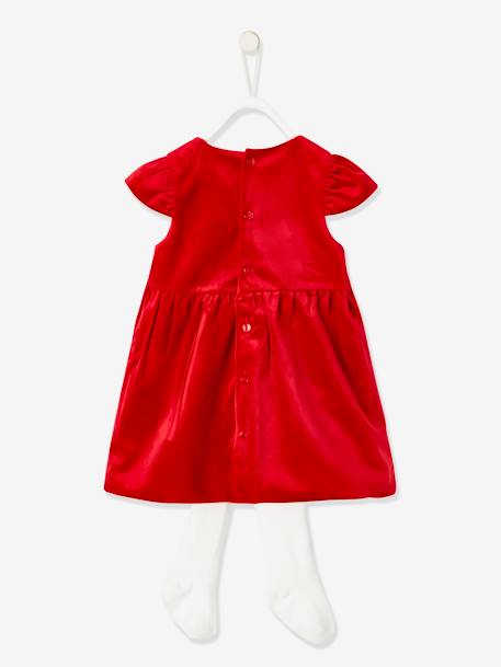 Ensemble robe de Noël en velours avec collant bébé rouge brique 3 - vertbaudet enfant 