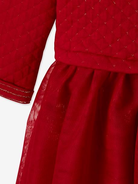 Robe de Noël fille bi-matière encre+rouge brique+vert 10 - vertbaudet enfant 