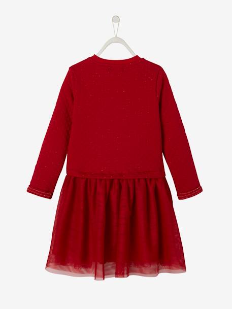 Robe de Noël fille bi-matière encre+rouge brique+vert 8 - vertbaudet enfant 