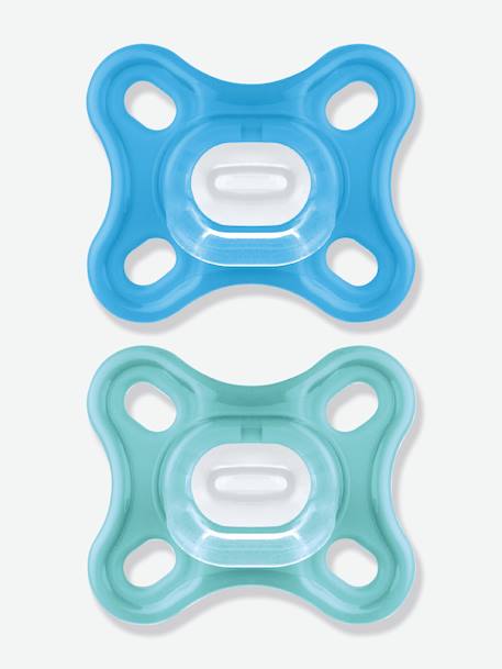 Mam - Lot de 2 sucettes nouveau-né en silicone Comfort bleu + vert