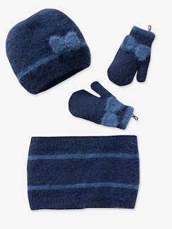 Fille-Accessoires-Bonnet, écharpe, gants-Ensemble fille bonnet + foulard + gants