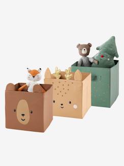Idées cadeaux bébés et enfants-Linge de maison et décoration-Lot de 3 bacs de rangement animaux GREEN FOREST