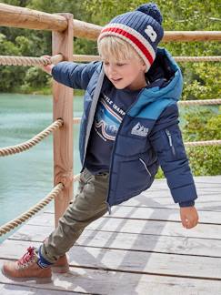 Garçon-Doudoune à capuche bicolore doublée polaire garçon garnissage polyester recyclé