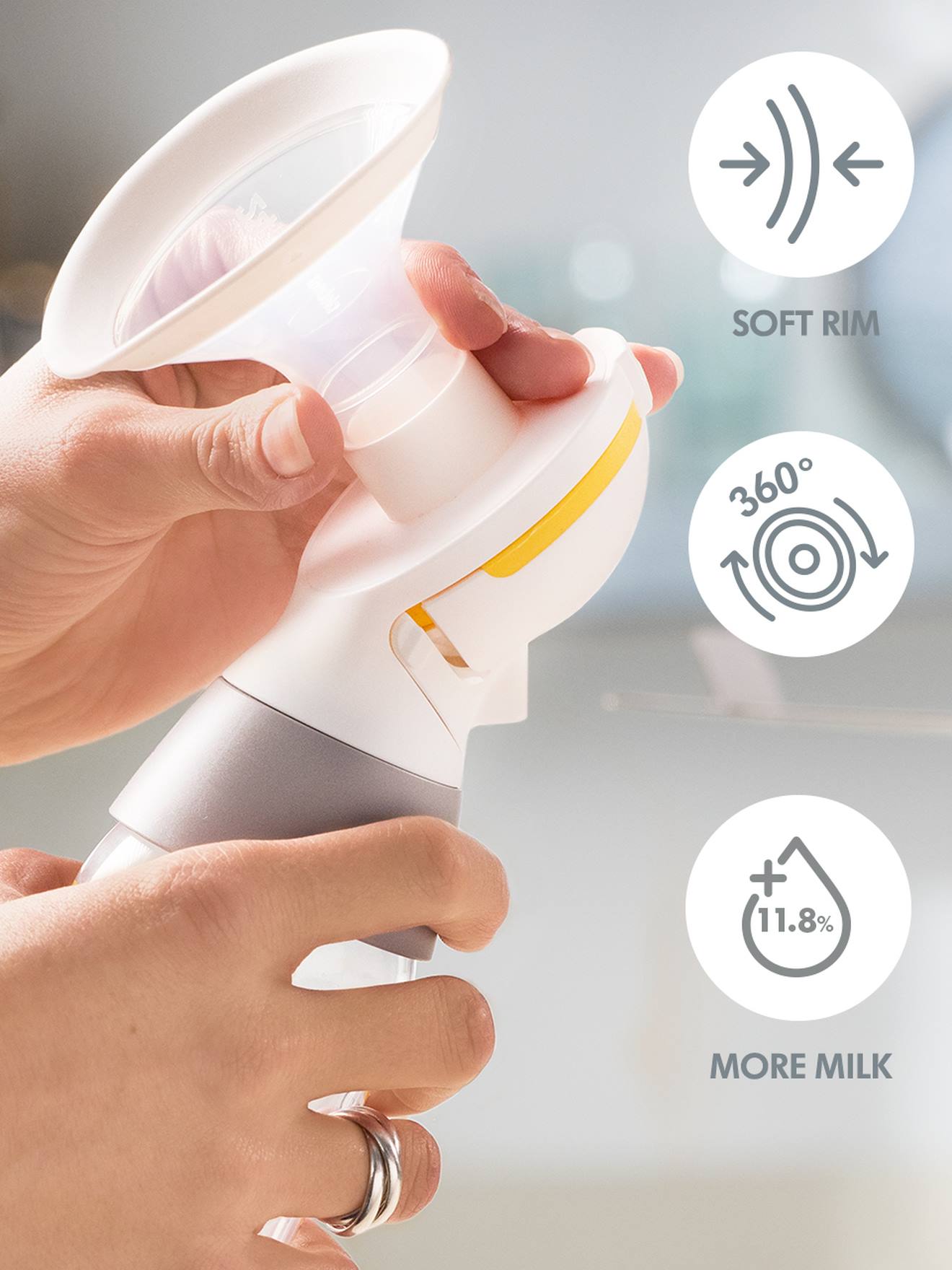 Tire-lait électrique double rechargeable Swing Maxi + 2 téterelles blanc/jaune (Medela) - Image 2