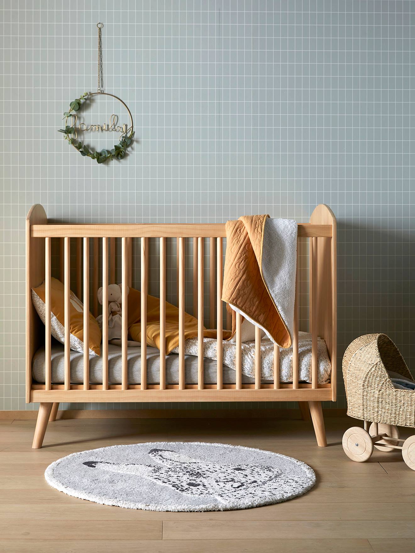 Lit bébé CONFETTI NATURE pin massif (Vertbaudet) - Image 1