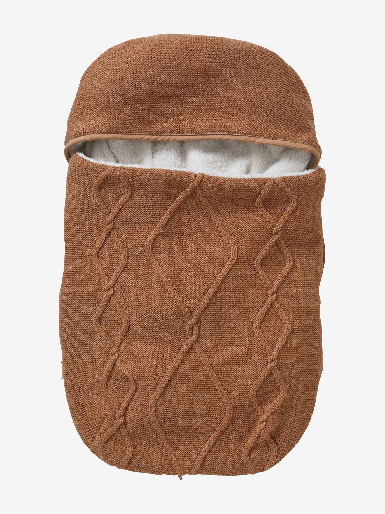 Chancelière tricot doublée polaire pour siège-auto coque - 0/9 mois noisette (Vertbaudet) - Image 2