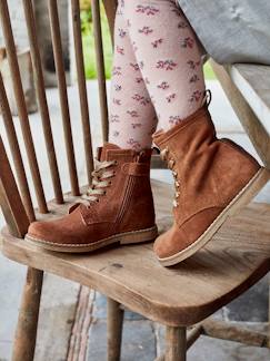 Chaussures-Bottines cuir fille à lacets + glissière