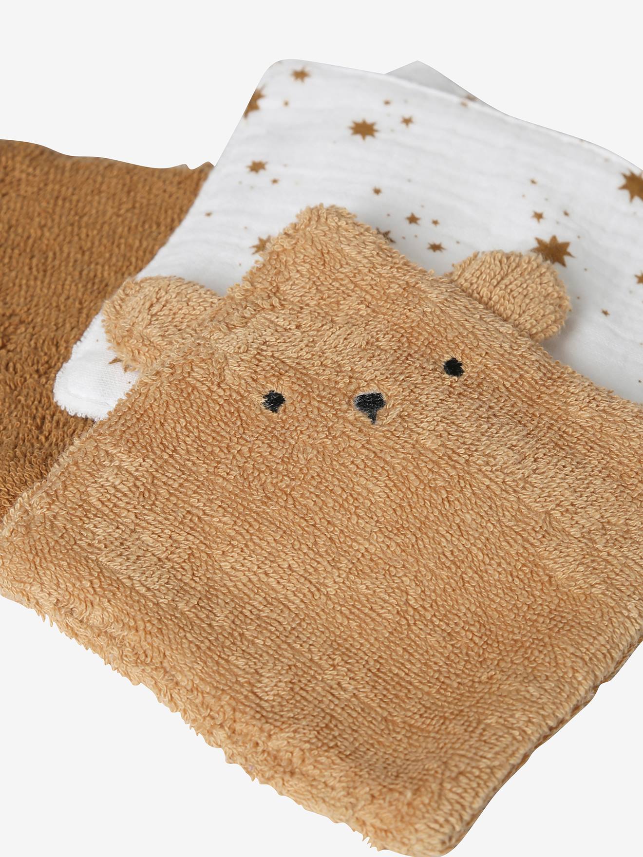 Lot de 6 lingettes lavables Ourson caramel (Vertbaudet) - Image 2