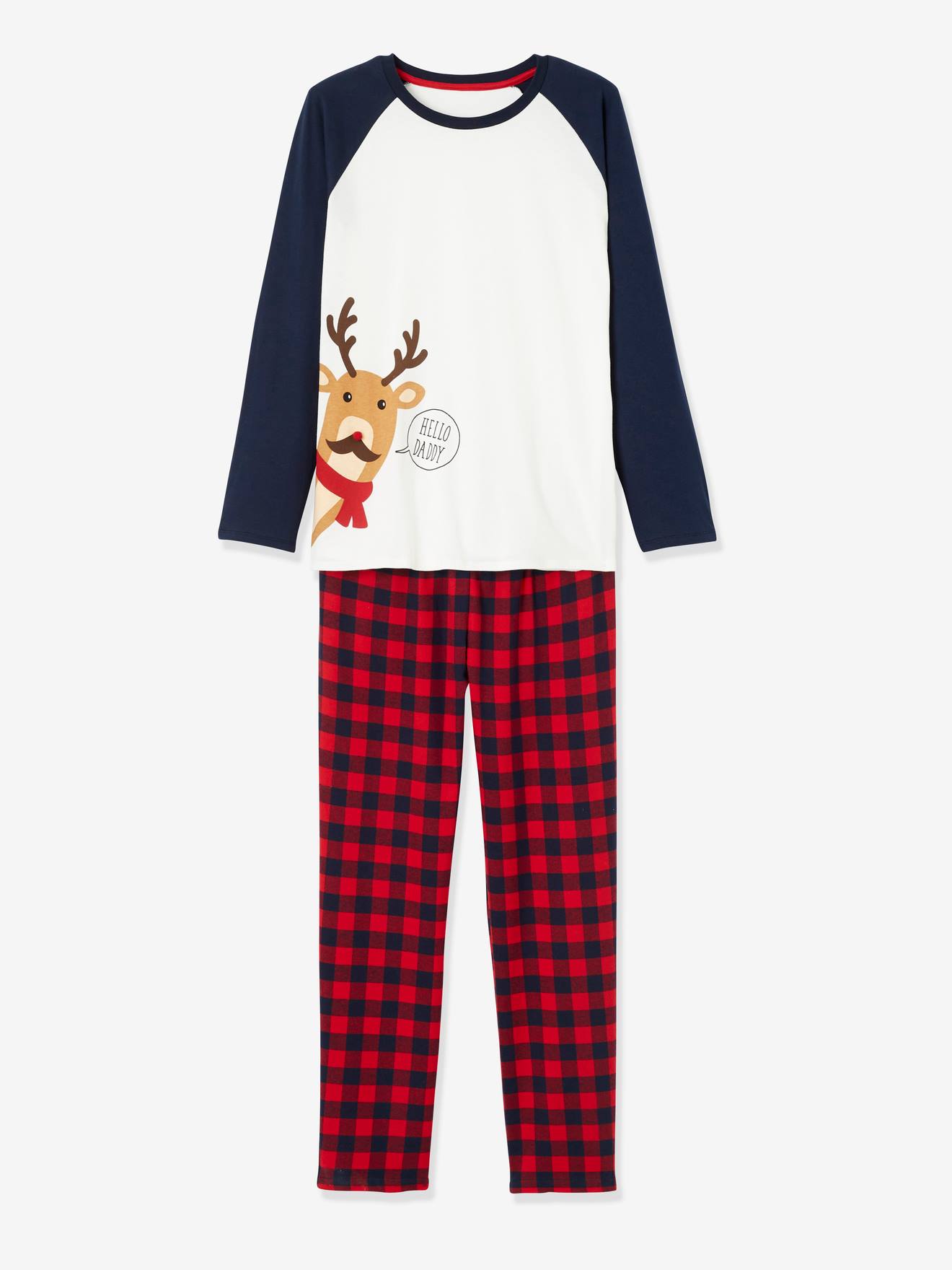 Pyjama Noël homme / Pyjama famille beige / carreaux