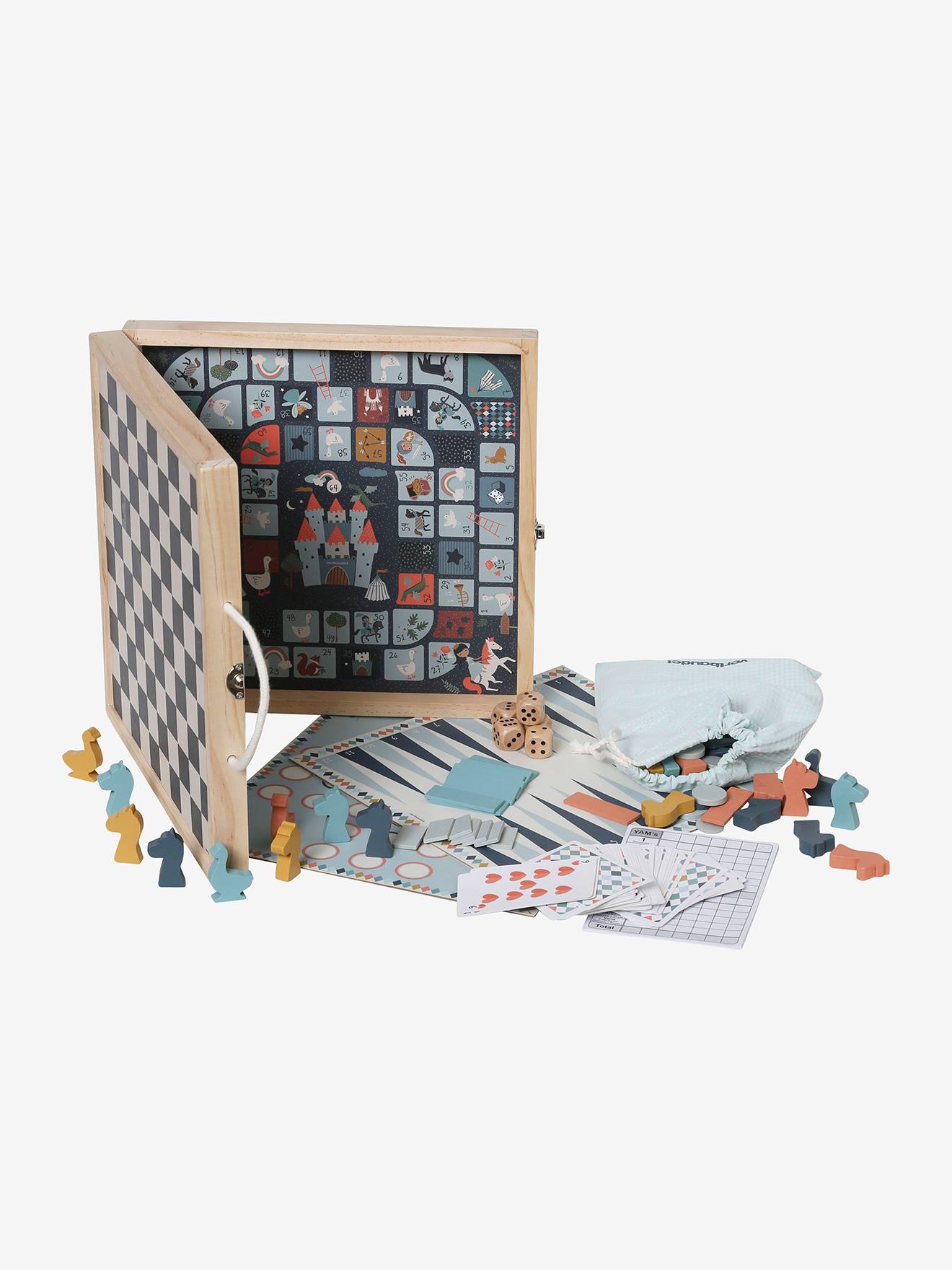 Boîte de 50 jeux classiques en bois FSC® multicolore