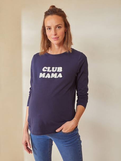 T-shirt à message grossesse et allaitement en coton bio MARINE GRISE 6 - vertbaudet enfant 