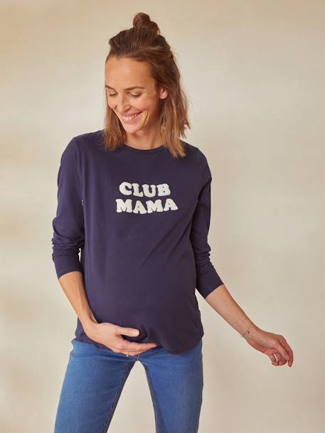 T-shirt à message grossesse et allaitement en coton bio MARINE GRISE 4 - vertbaudet enfant 