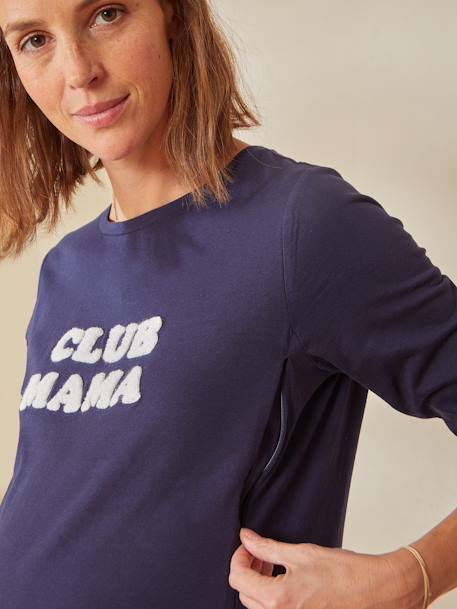 T-shirt à message grossesse et allaitement en coton bio MARINE GRISE 1 - vertbaudet enfant 