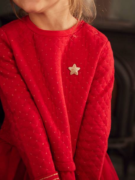 Robe de Noël fille bi-matière encre+rouge brique+vert 12 - vertbaudet enfant 