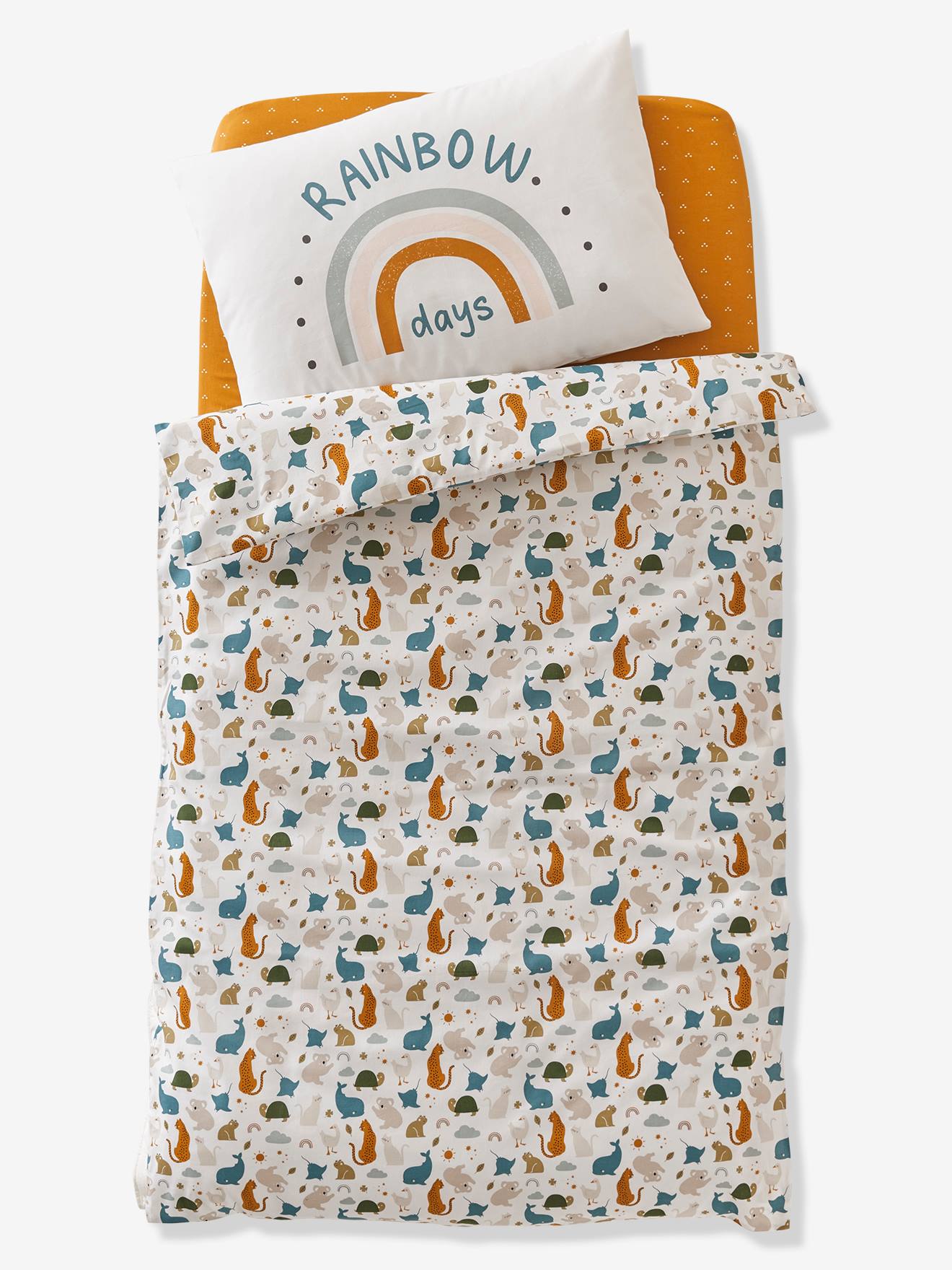 Housse de couette bébé MINI ZOO blanc / multicolore