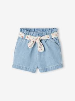 -Short bébé fille paperbag avec ceinture imprimée