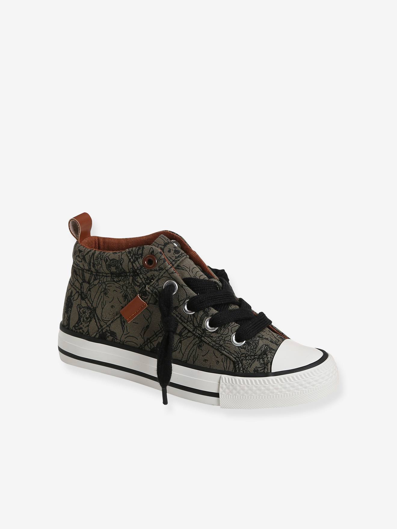 Baskets MID élastiquées garçon en toile kaki imprimé