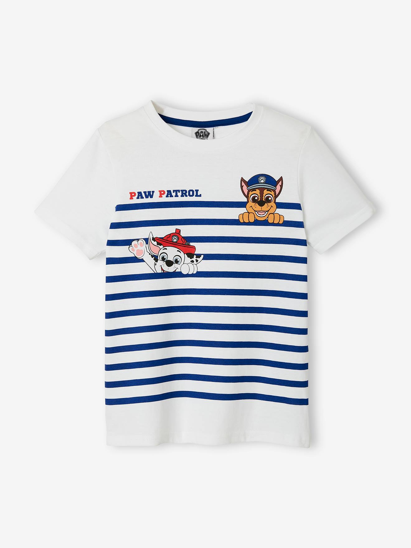 T-shirt garçon Pat'Patrouille blanc rayé T-shirt garçon Pat'Patrouille blanc rayé