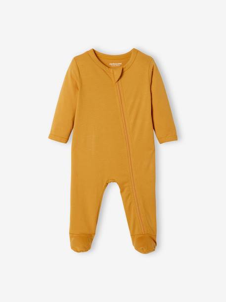 Lot de 3 pyjamas bébé en jersey ouverture zippée lot ivoire+lot moutarde 13 - vertbaudet enfant 