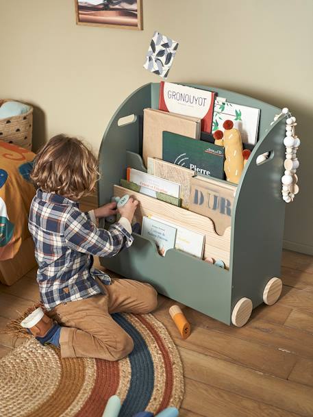 Vertbaudet - Etagère pour livres à roulettes LIGNE SCHOOL vert