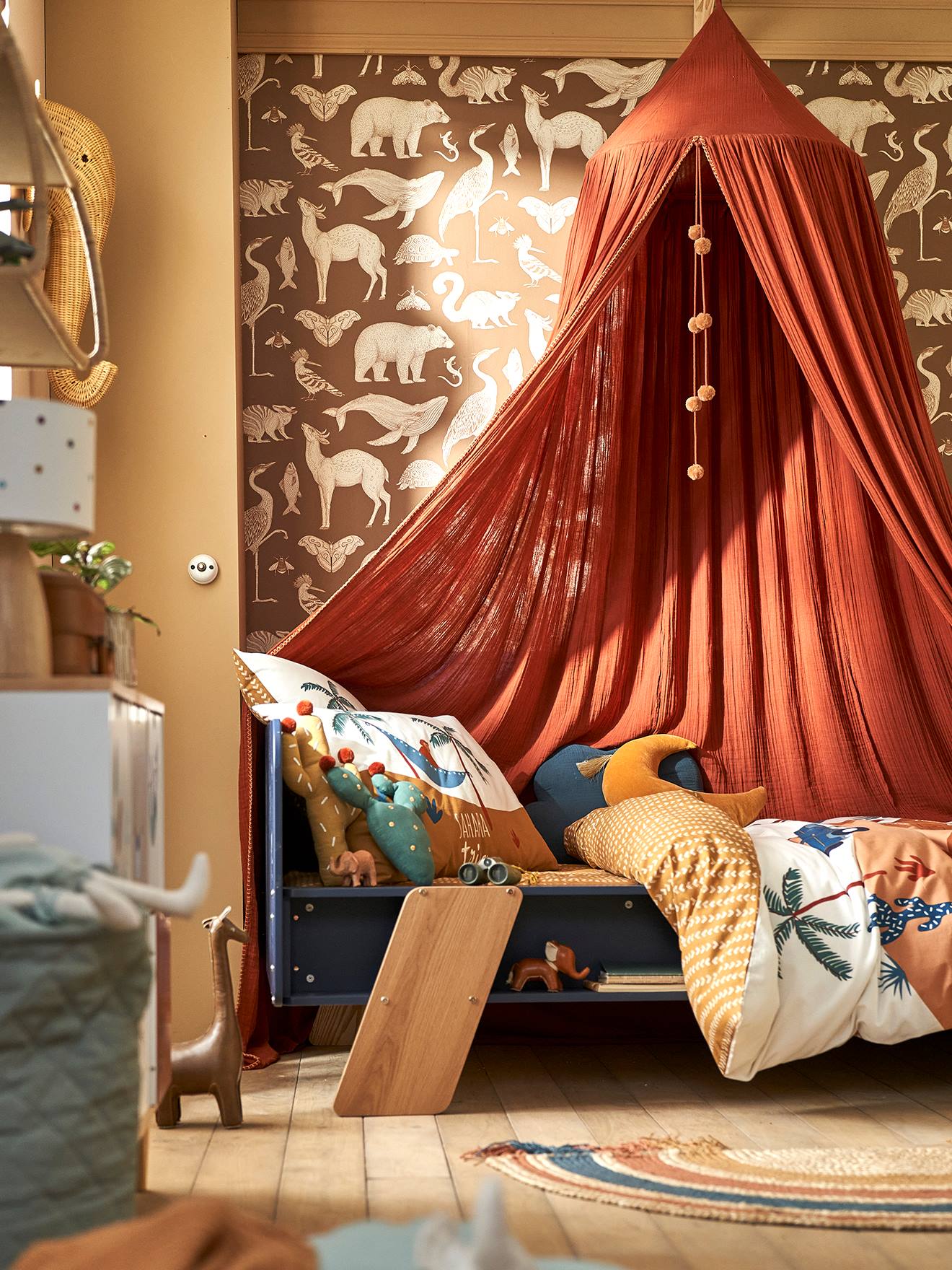 Ciel de lit en gaze de coton WILD SAHARA terracotta