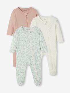 Lots de vêtements-Lot de 3 pyjamas bébé en jersey ouverture zippée BASICS