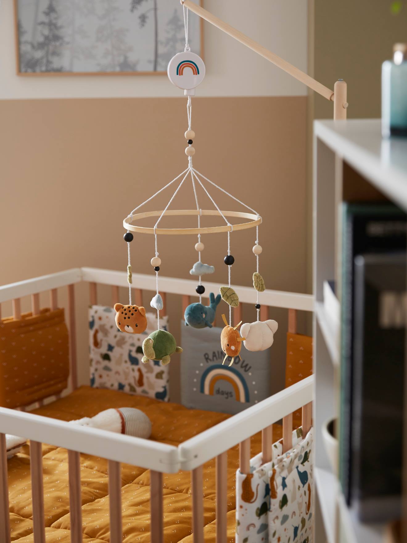 Mobile musical MINI ZOO beige / multicolore