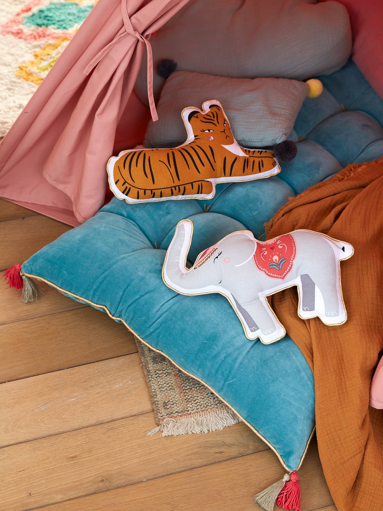 Lot de 2 coussins animaux EDEN INDIA multicolore
