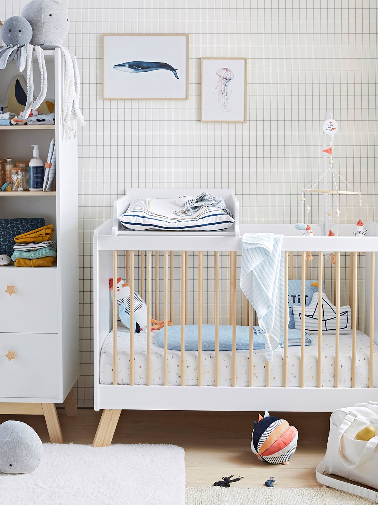 Plan à langer universel 52 cm pour lits bébé April blanc