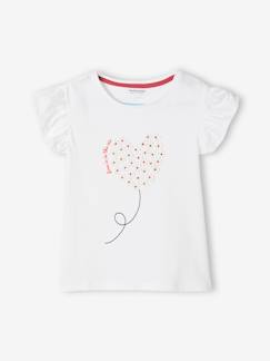 -T-shirt motif fleurs 3D fille manches courtes volantées