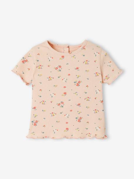 Les imprimés-Bébé-T-shirt à fleurs en maille côtelée bébé