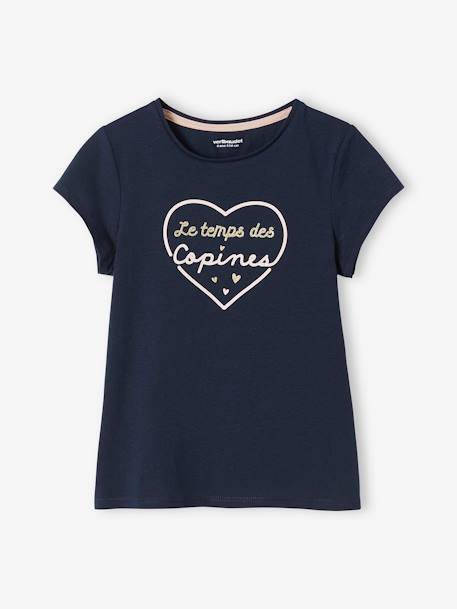 Tee-shirt à message fille blanc+bleu+bleu marine+camel+corail+jaune+rose 8 - vertbaudet enfant 
