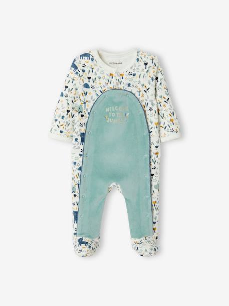 Pyjama bébé garçon en velours ouverture pont Oeko Tex® ivoire imprimé 1 - vertbaudet enfant 
