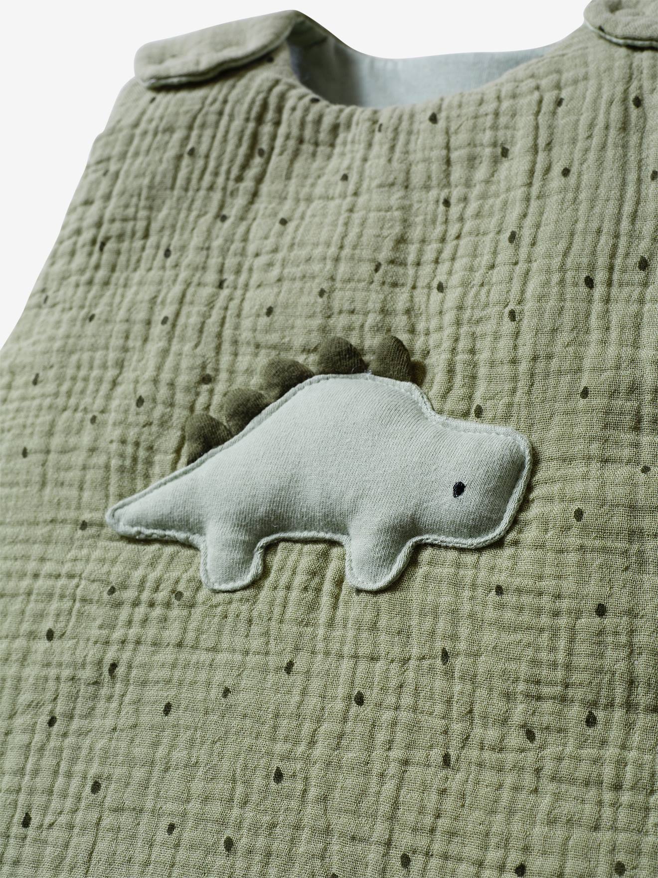 Gigoteuse en gaze de coton PETIT DINO kaki (Vertbaudet) - Image 2