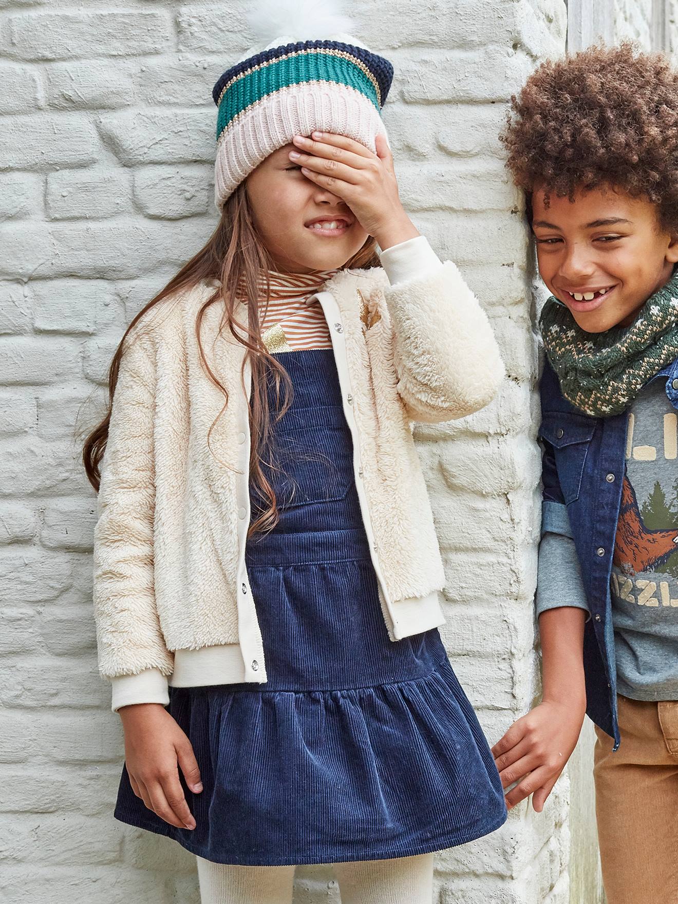 Sweat pressionné en sherpa fille avec étoiles pailletées ivoire