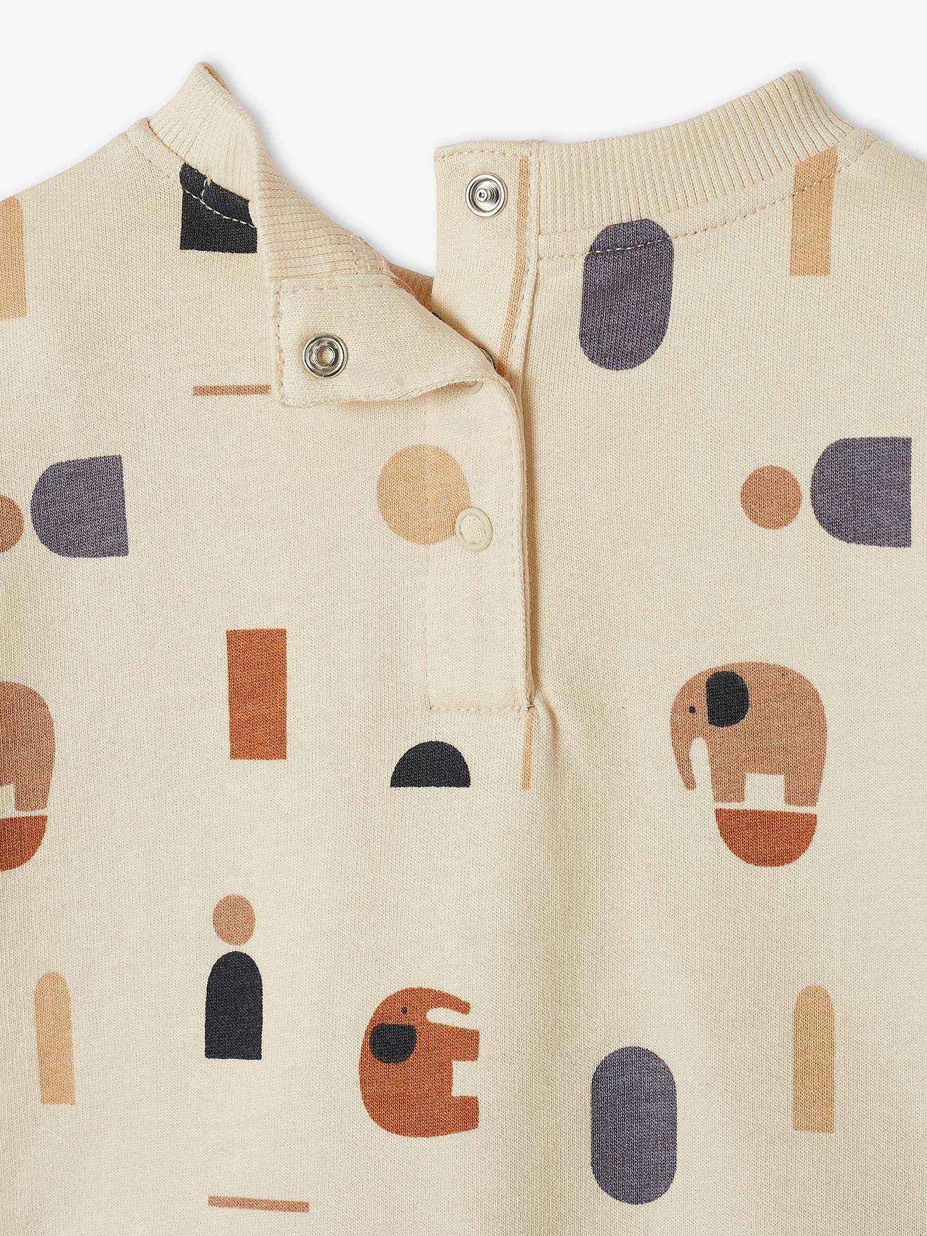 Sweat Bébé Vertbaudet En Molleton Pop Vintage — 100% Coton, Manches Longues, Patte Pression Dos — Motifs Colorés