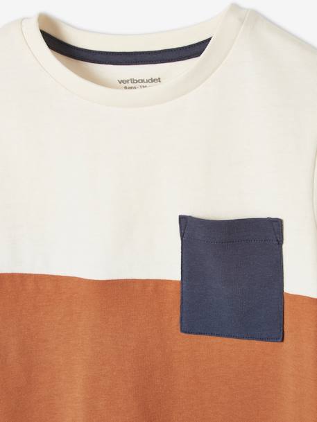 T-shirt coloblock garçon manches courtes ardoise+bleu azur+kaki+orange 14 - vertbaudet enfant 