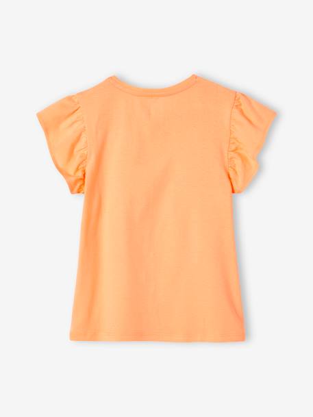 T-shirt motif fleurs 3D fille manches courtes volantées blanc+orange+vert 6 - vertbaudet enfant 